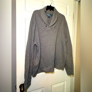 Polo Ralph Lauren Sweater Shawl Cowl Neck Men's XXL Heather Gray Cotton